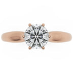Inel de Logodnă Regent din Aur 14k cu Diamant Creat în Laborator Round de 1 ct din 14k Aur Roz - Castelo.ro