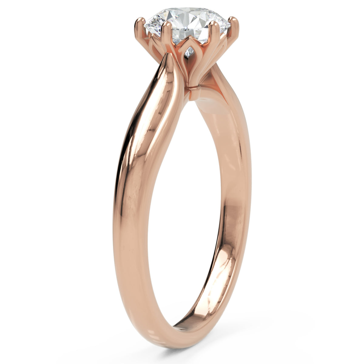 Inel de Logodnă Regent din Aur 14k cu Diamant Natural Round de 1 ct din 14k Aur Roz - Castelo.ro