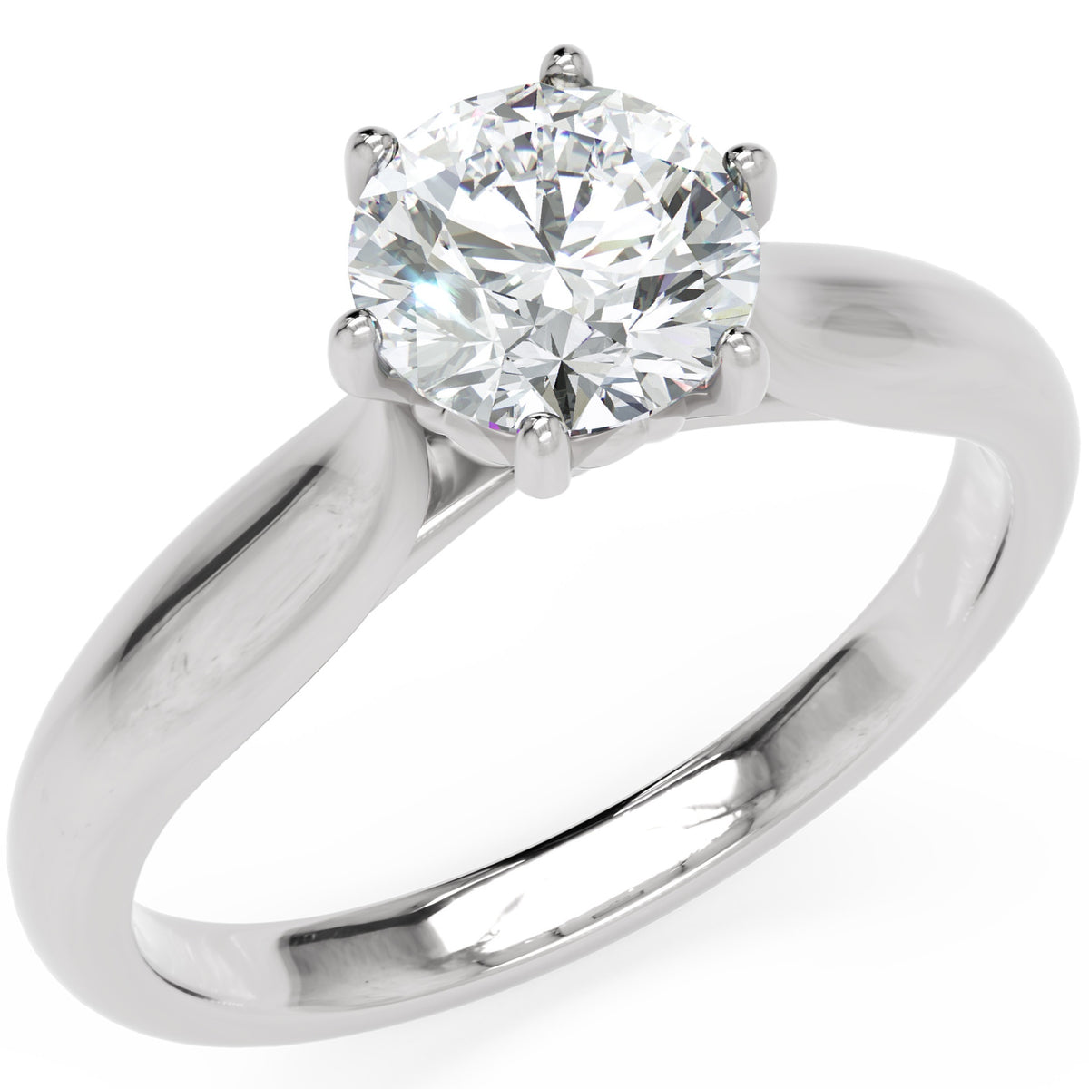 Inel de Logodnă Regent din Aur 18k cu Diamant Natural Round de 1 ct din Platina - Castelo.ro