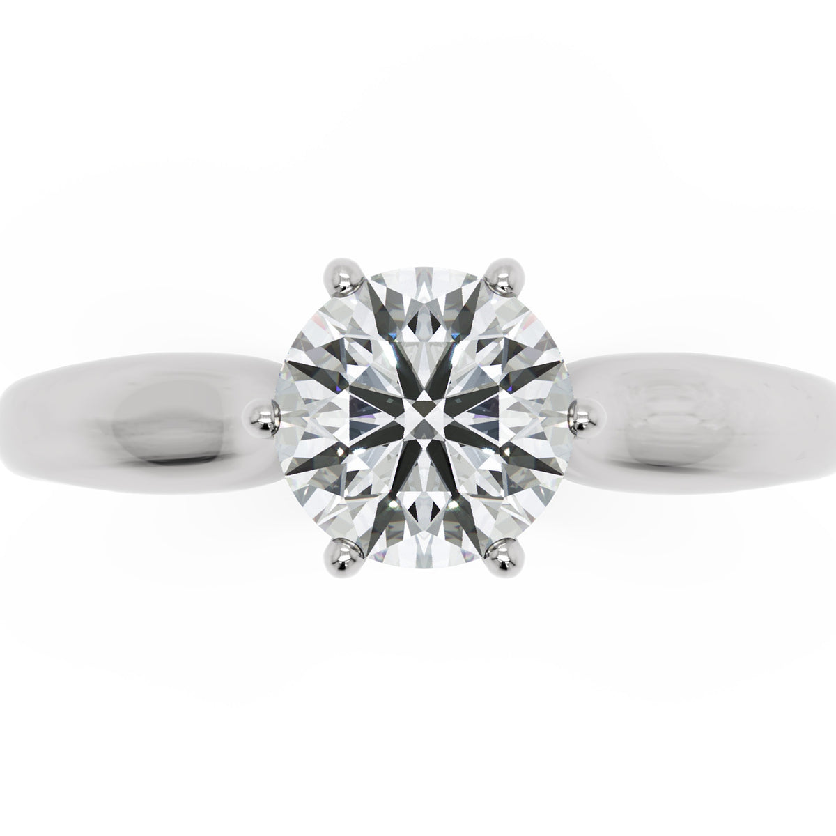 Inel de Logodnă Regent din Aur 14k cu Diamant Creat în Laborator Round de 1 ct din 14k Aur Alb - Castelo.ro