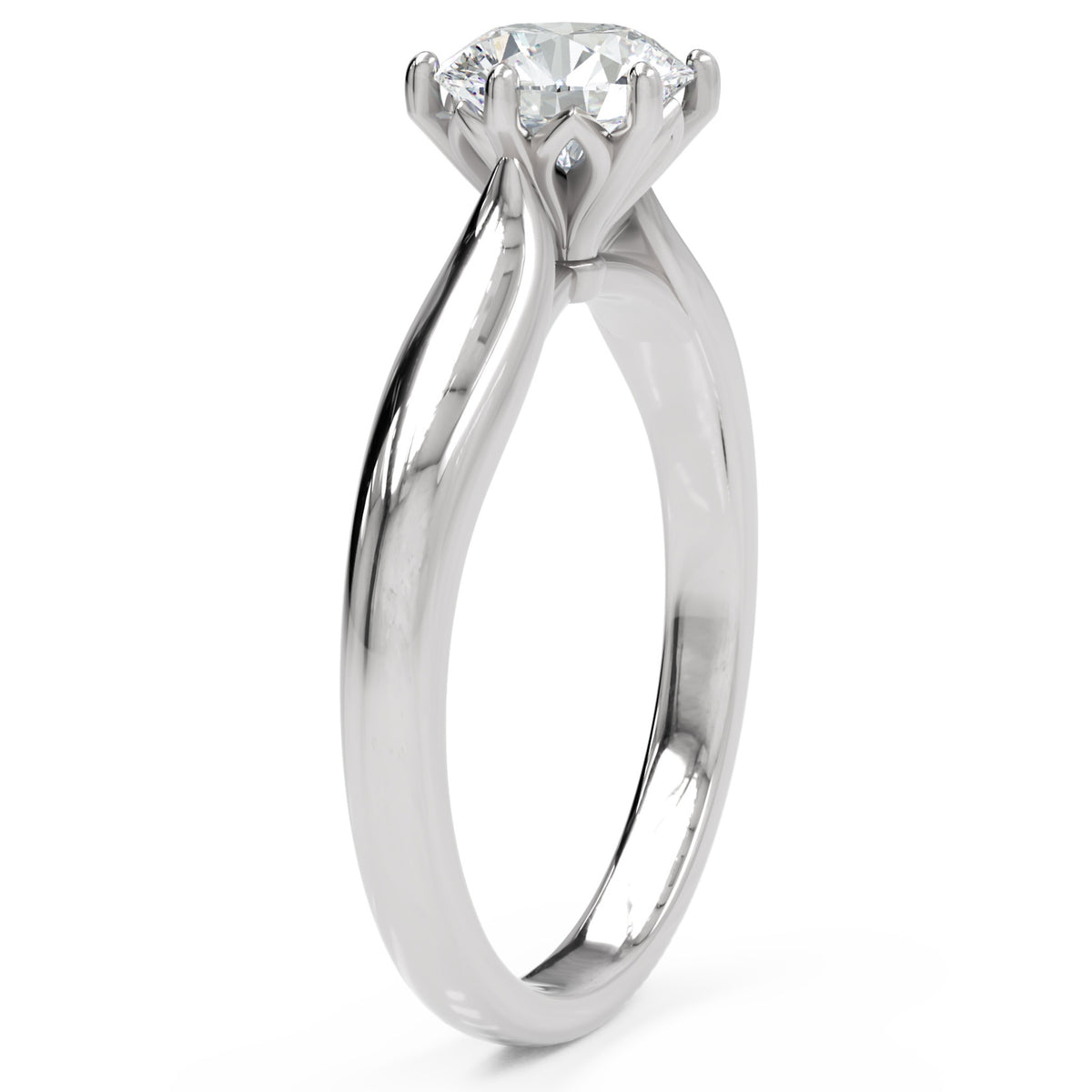 Inel de Logodnă Regent din Aur 14k cu Diamant Natural Round de 1 ct din 14k Aur Alb - Castelo.ro
