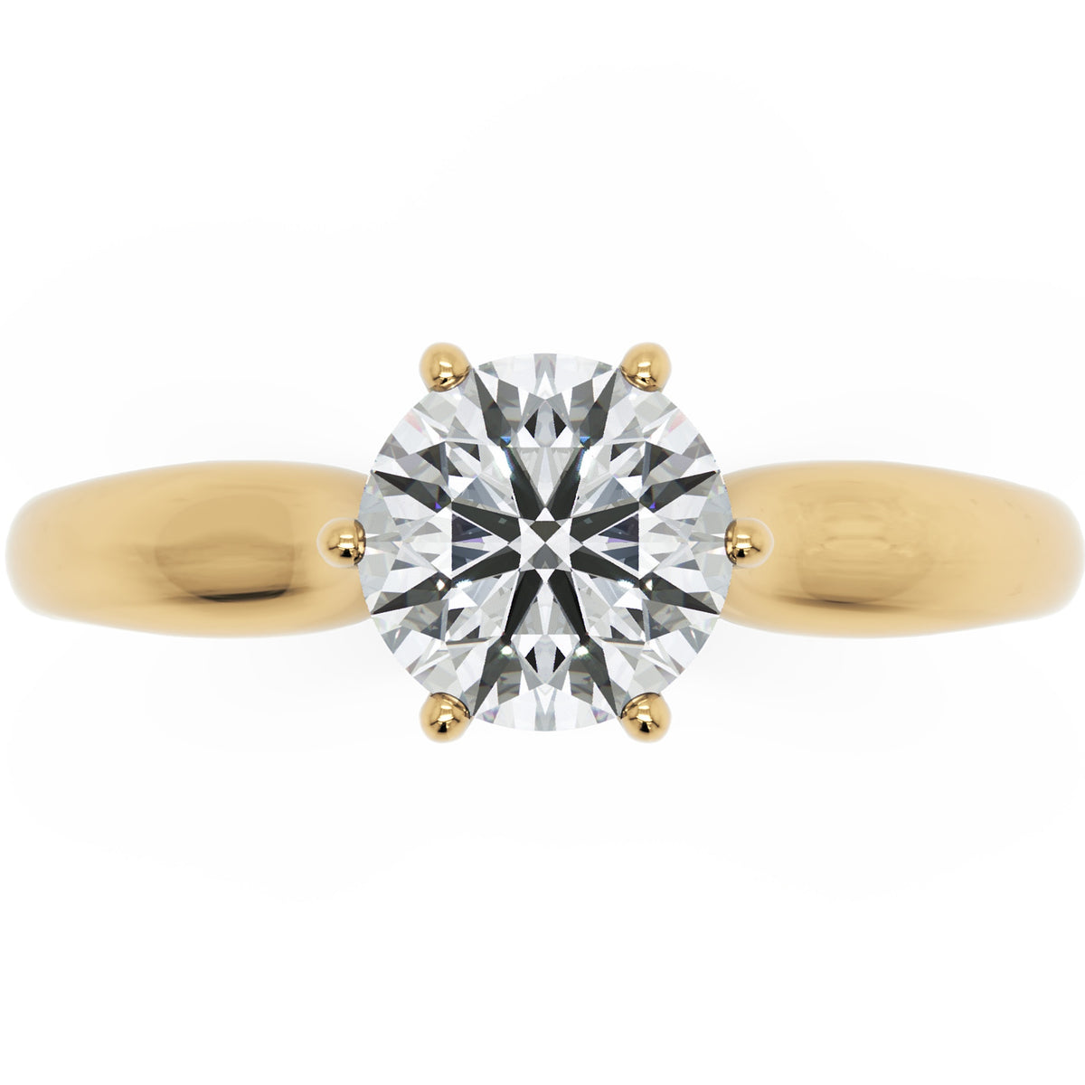 Inel de Logodnă Regent din Aur 14k cu Moissanite Round de 1 ct din 14k Aur Galben - Castelo.ro