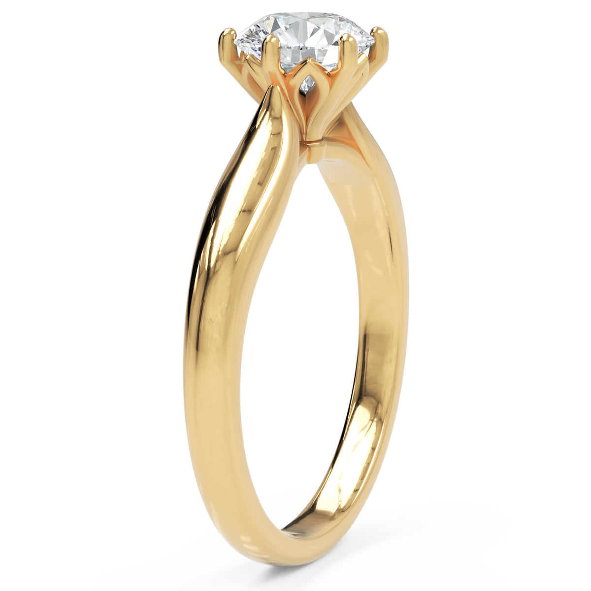 Inel de Logodnă Regent din Aur 14k cu Diamant Creat în Laborator Round de 1 ct din 14k Aur Galben - Castelo.ro