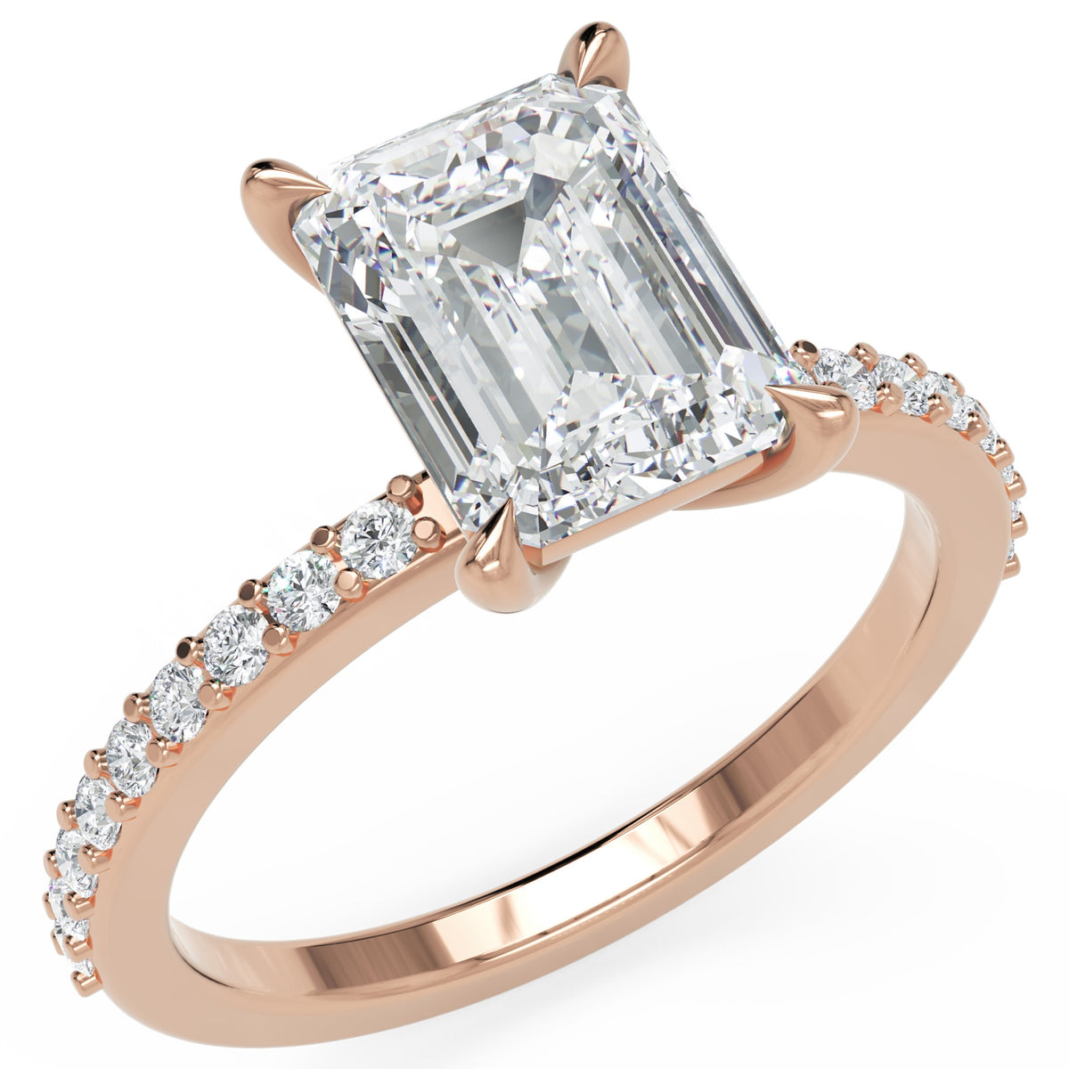 Inel de Logodnă Grosvenor din Aur 14k cu Diamant Creat în Laborator Emerald de 2 ct din 14k Aur Roz - Castelo.ro