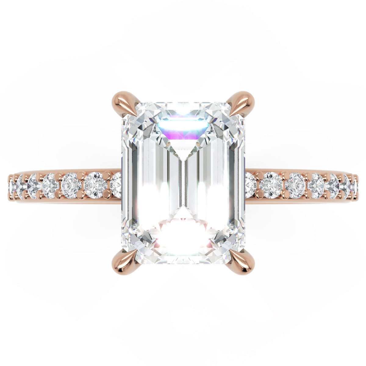 Inel de Logodnă Grosvenor din Aur 18k cu Diamant Natural Emerald de 2 ct din 18k Aur Roz - Castelo.ro