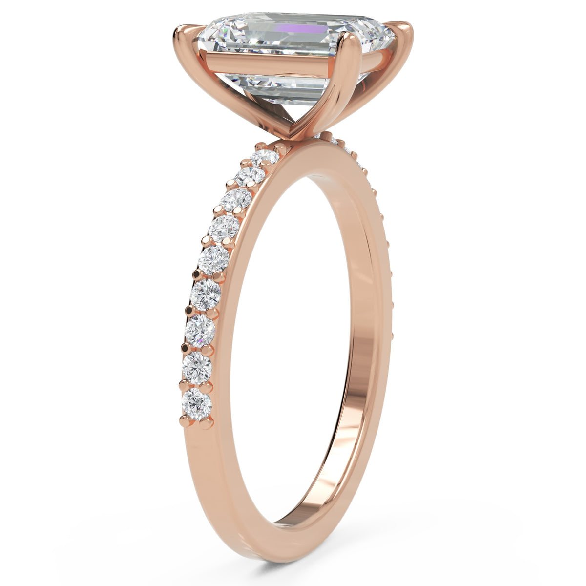 Inel de Logodnă Grosvenor din Aur 18k cu Diamant Natural Emerald de 2 ct din 18k Aur Roz - Castelo.ro
