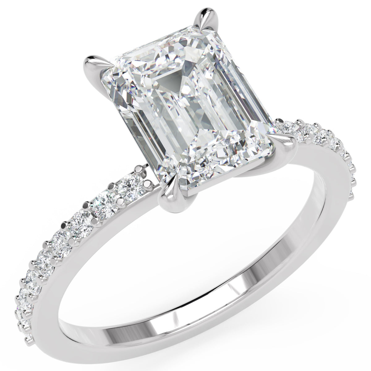 Inel de Logodnă Grosvenor din Aur 18k cu Diamant Natural Emerald de 2 ct din Platina - Castelo.ro