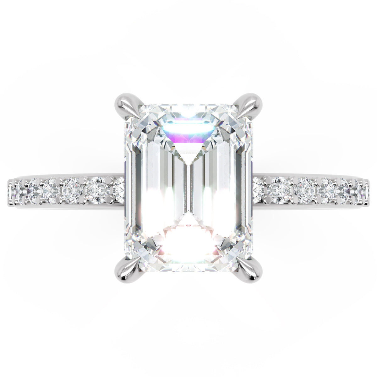 Inel de Logodnă Grosvenor din Aur 18k cu Diamant Creat în Laborator Emerald de 2 ct din Platina - Castelo.ro