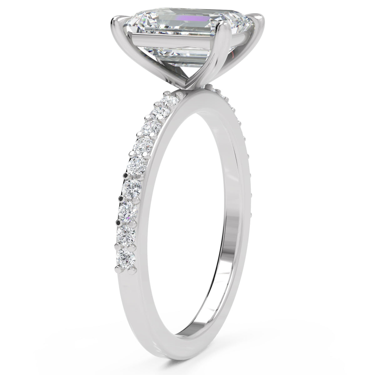 Inel de Logodnă Grosvenor din Aur 18k cu Moissanite Emerald de 2 ct din Platina - Castelo.ro