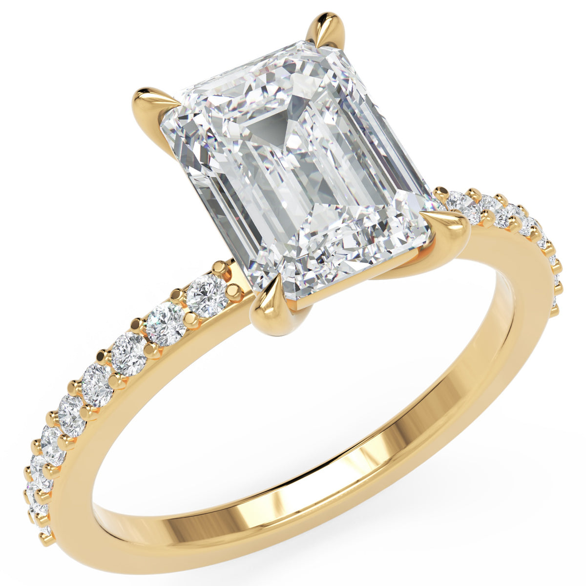 Inel de Logodnă Grosvenor din Aur 14k cu Moissanite Emerald de 2 ct din 14k Aur Galben - Castelo.ro