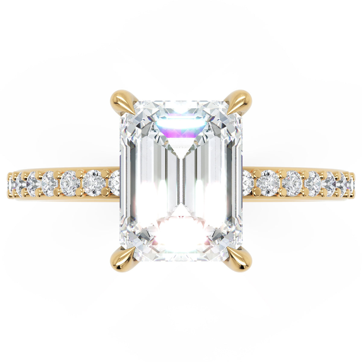 Inel de Logodnă Grosvenor din Aur 14k cu Diamant Natural Emerald de 2 ct din 14k Aur Galben - Castelo.ro