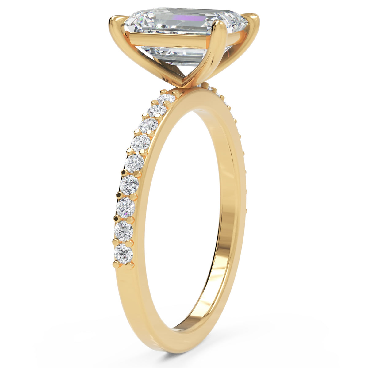 Inel de Logodnă Grosvenor din Aur 18k cu Diamant Natural Emerald de 2 ct din 18k Aur Galben - Castelo.ro