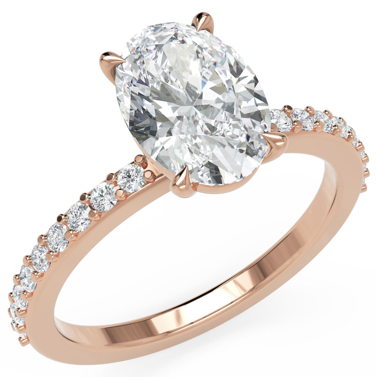 Inel de Logodnă Grosvenor din Aur 18k cu Diamant Creat în Laborator Oval de 1.5 ct din 18k Aur Roz - Castelo.ro
