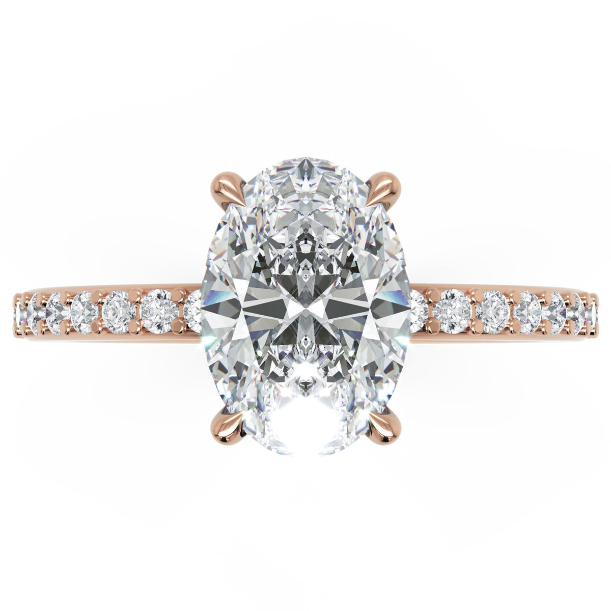 Inel de Logodnă Grosvenor din Aur 14k cu Diamant Creat în Laborator Oval de 1.5 ct din 14k Aur Roz - Castelo.ro