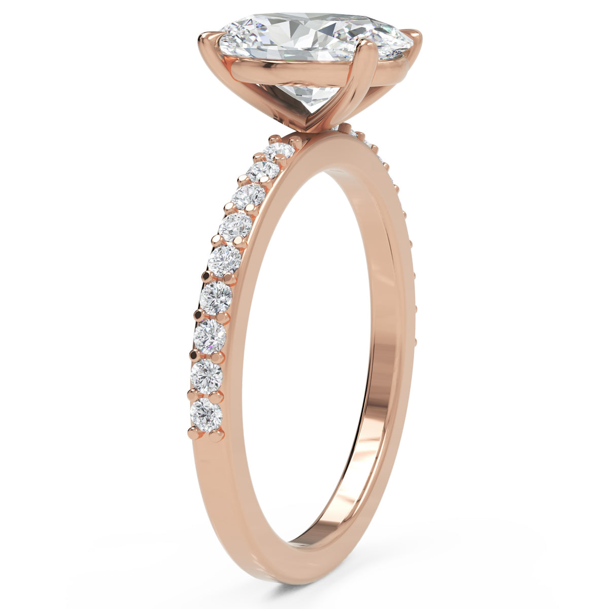 Inel de Logodnă Grosvenor din Aur 14k cu Diamant Creat în Laborator Oval de 1.5 ct din 14k Aur Roz - Castelo.ro