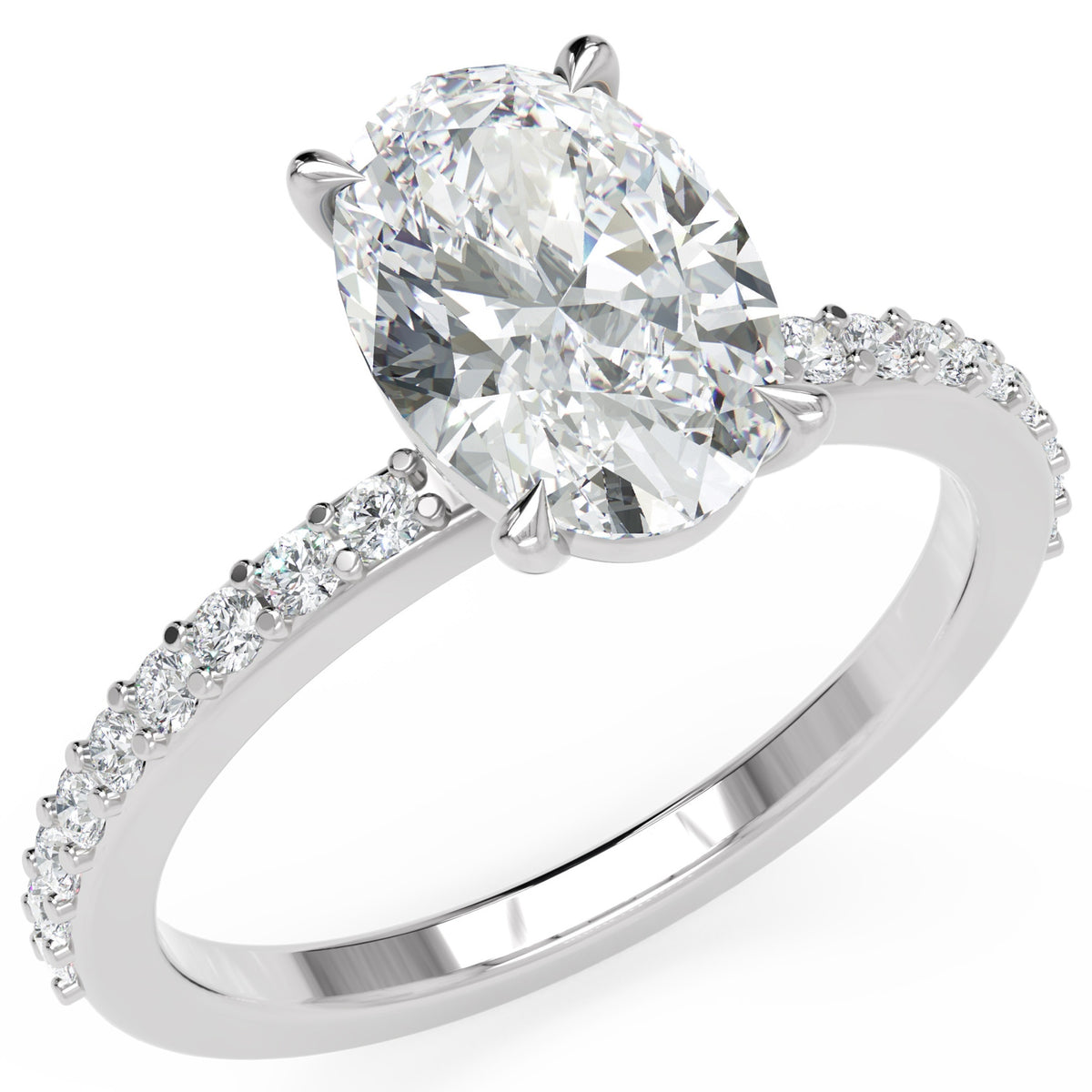 Inel de Logodnă Grosvenor din Aur 14k cu Diamant Natural Oval de 1.5 ct din 14k Aur Alb - Castelo.ro