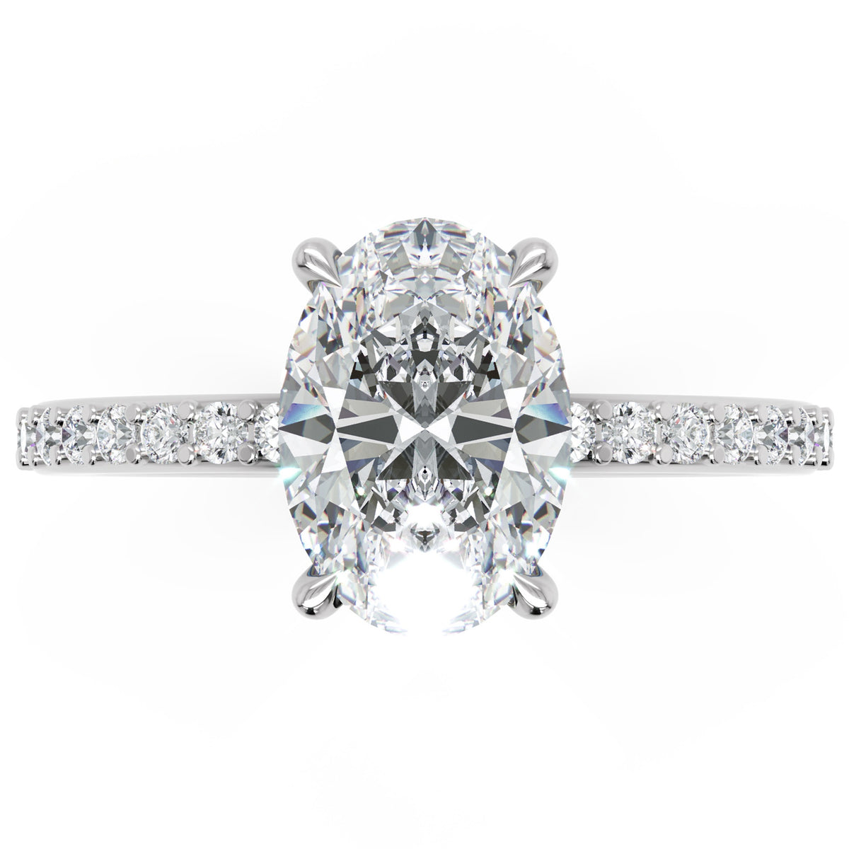Inel de Logodnă Grosvenor din Aur 18k cu Diamant Natural Oval de 1.5 ct din Platina - Castelo.ro