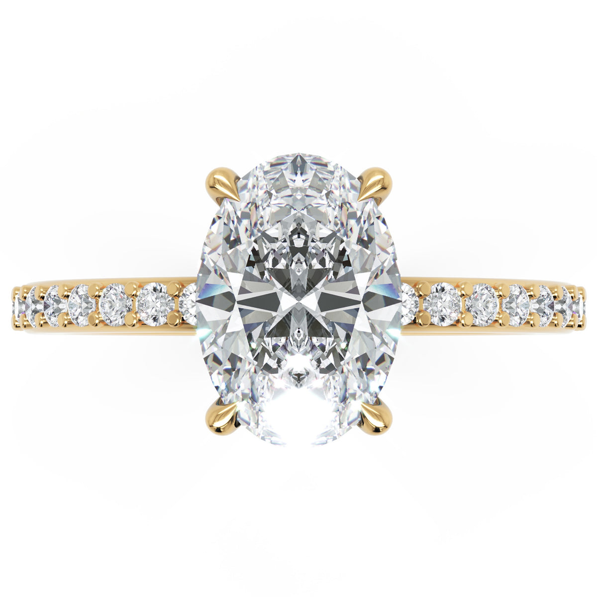 Inel de Logodnă Grosvenor din Aur 14k cu Moissanite Oval de 1.5 ct din 14k Aur Galben - Castelo.ro