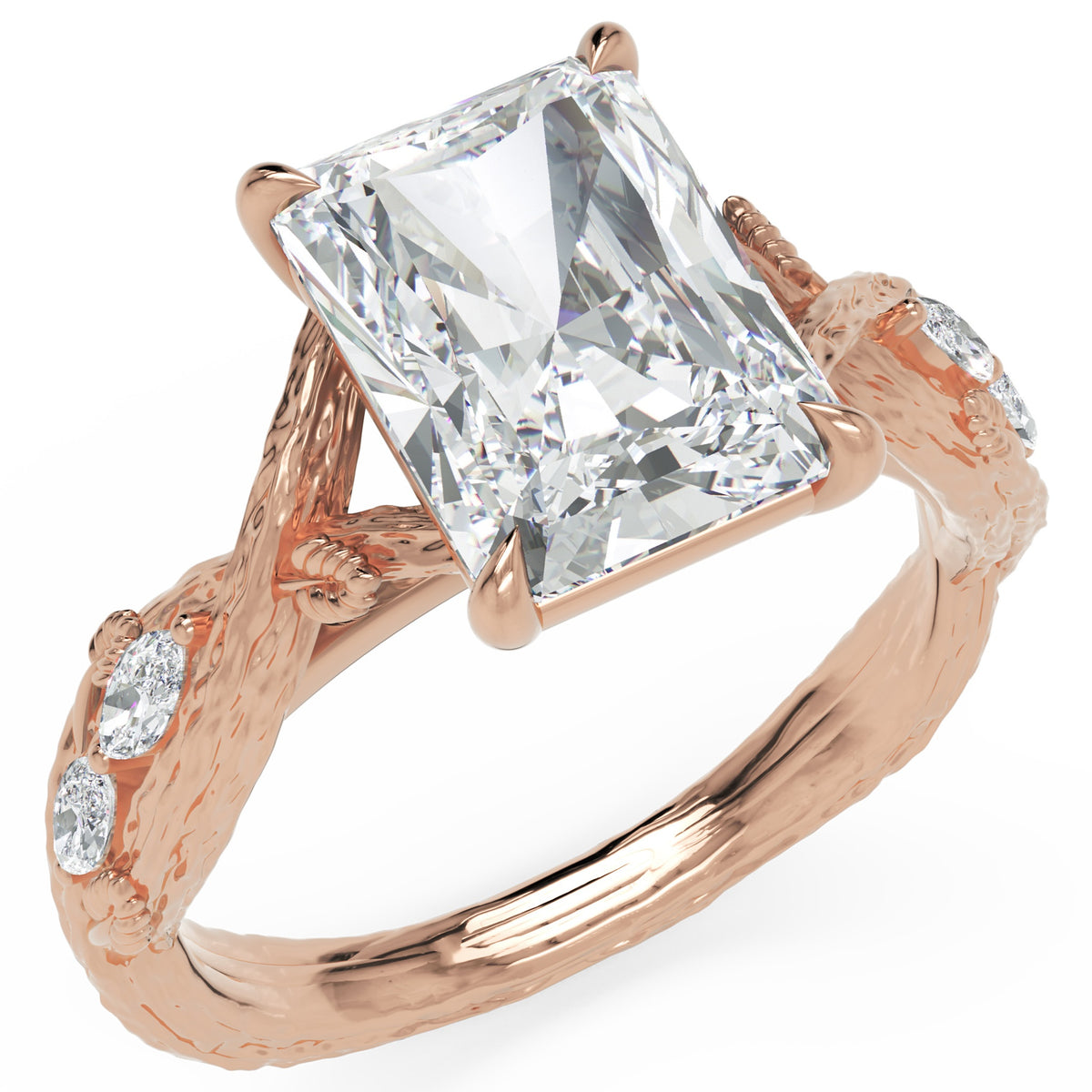 Inel de Logodnă Hohenzollern din Aur 14k cu Moissanite Radiant de 3 ct din 14k Aur Roz - Castelo.ro