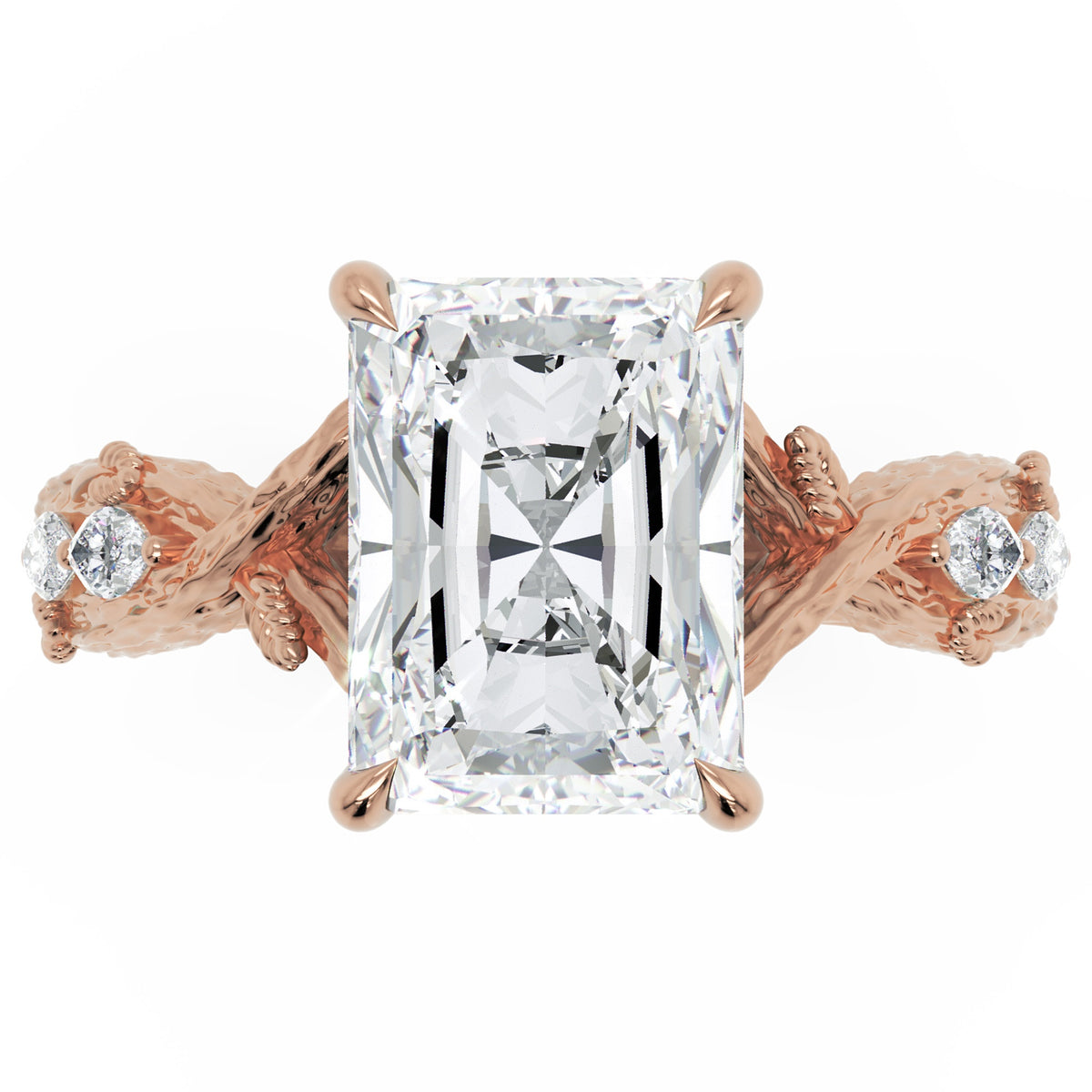 Inel de Logodnă Hohenzollern din Aur 18k cu Diamant Natural Radiant de 3 ct din 18k Aur Roz - Castelo.ro