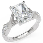 Inel de Logodnă Hohenzollern din Aur 14k cu Moissanite Radiant de 3 ct din 14k Aur Alb - Castelo.ro