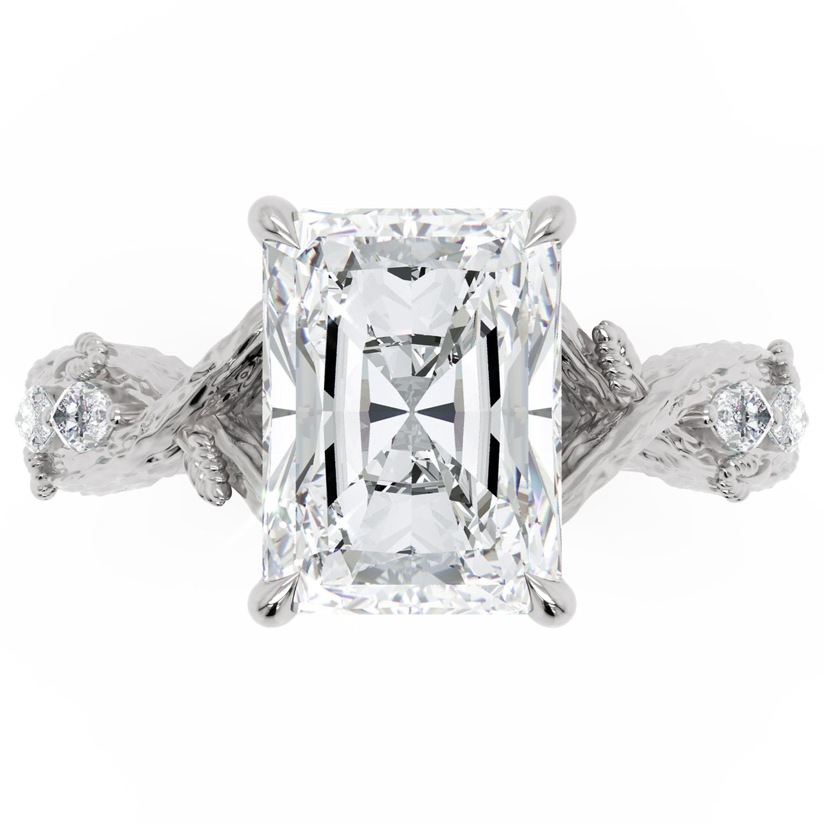 Inel de Logodnă Hohenzollern din Aur 18k cu Diamant Natural Radiant de 3 ct din Platina - Castelo.ro