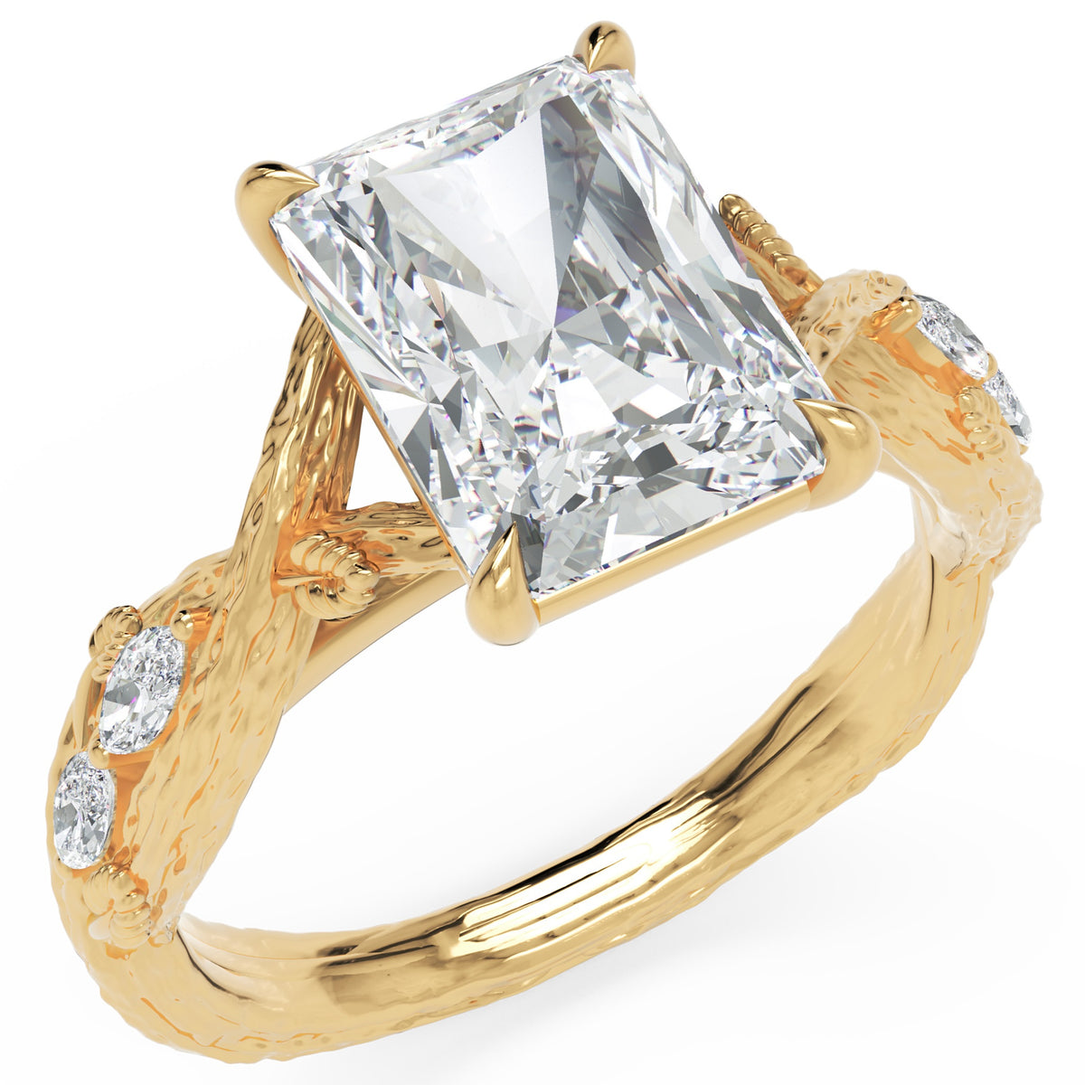 Inel de Logodnă Hohenzollern din Aur 18k cu Diamant Natural Radiant de 3 ct din 18k Aur Galben - Castelo.ro
