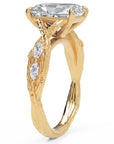Inel de Logodnă Hohenzollern din Aur 14k cu Moissanite Radiant de 3 ct din 14k Aur Galben - Castelo.ro