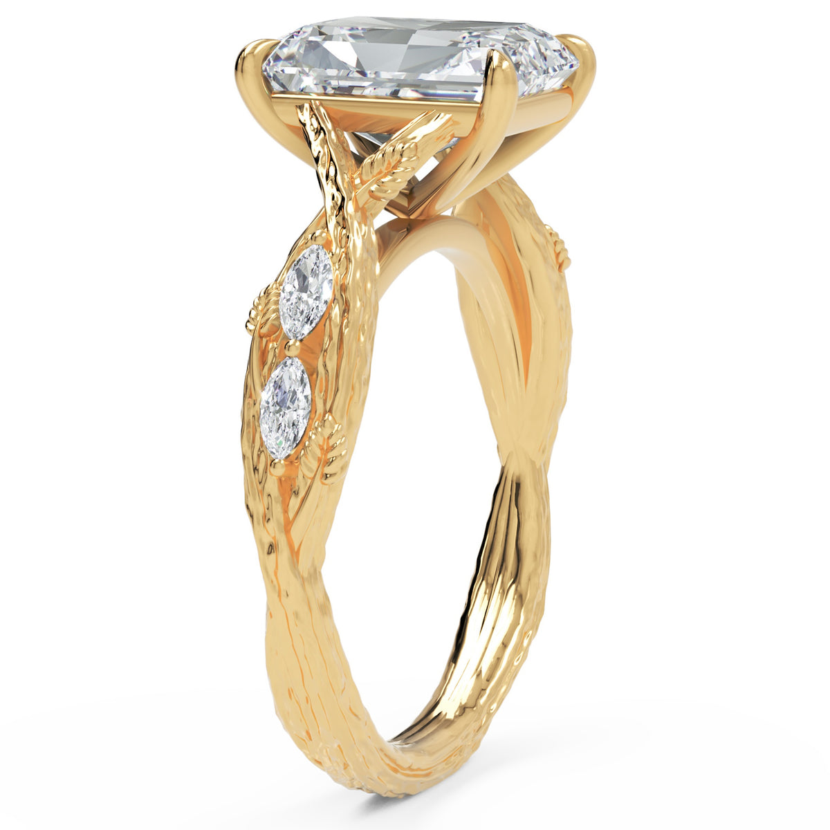 Inel de Logodnă Hohenzollern din Aur 18k cu Diamant Natural Radiant de 3 ct din 18k Aur Galben - Castelo.ro