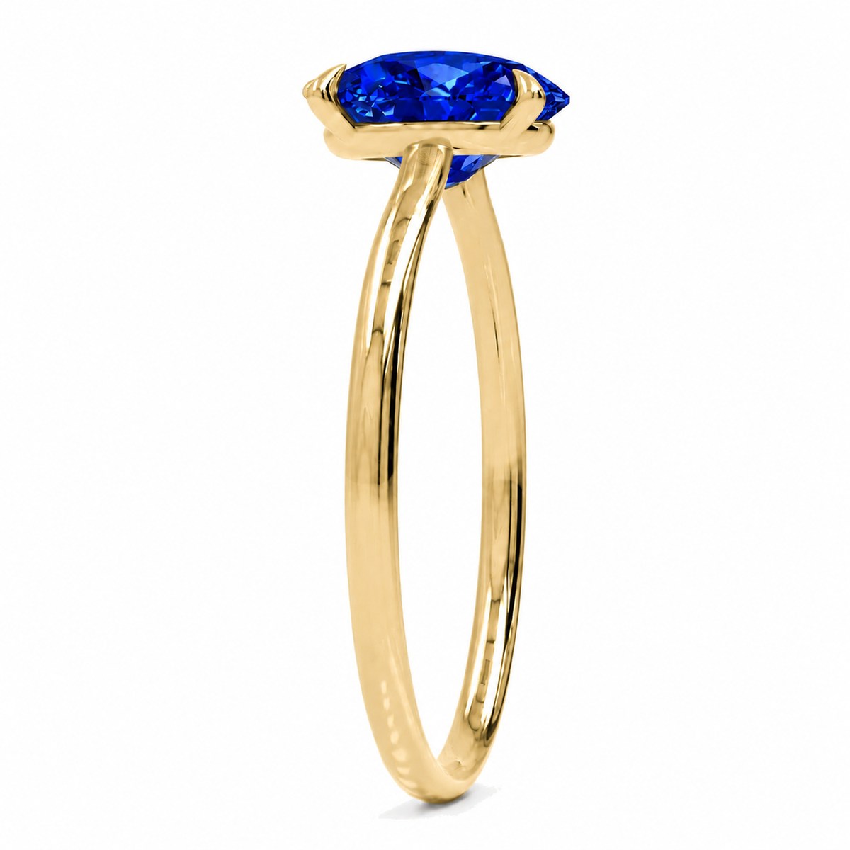 Inel de Logodnă Enigma din Aur 14k cu Safir Creat în Laborator Oval 7x10 mm din 14k Aur Galben - Castelo.ro