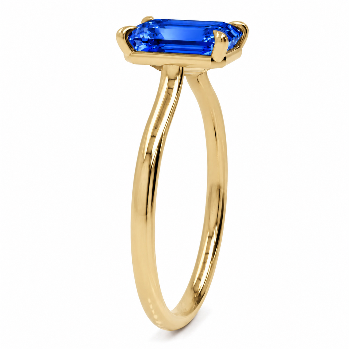 Inel de Logodnă Raphael din Aur 14k cu Safir Creat în Laborator Emerald Cut 8x10 mm din 14k Aur Galben - Castelo.ro