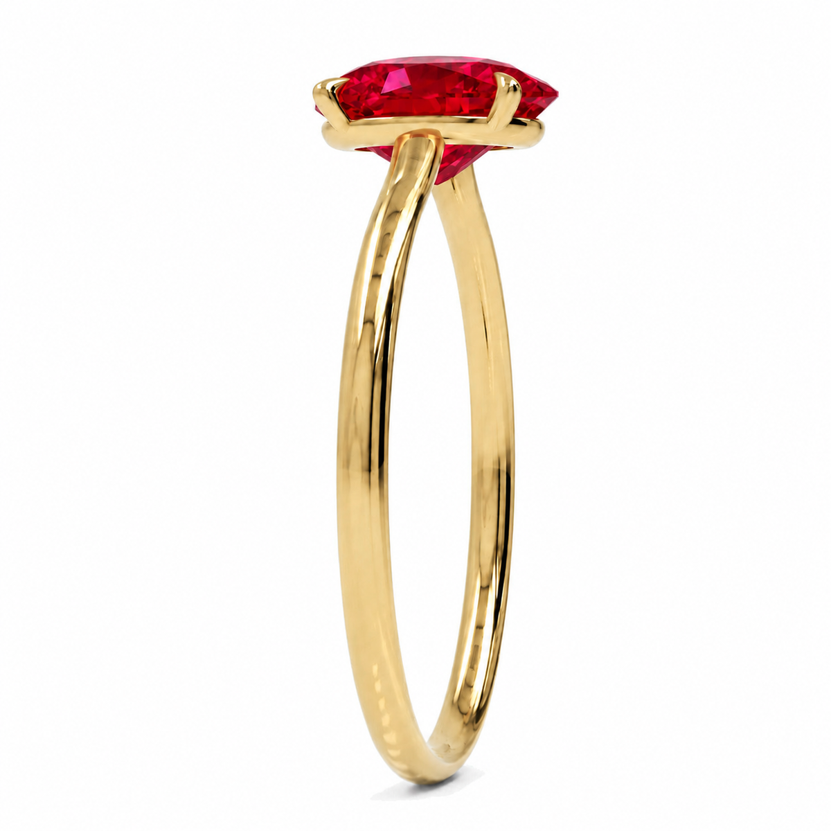 Inel de Logodnă Enigma din Aur 14k cu Rubin Creat în Laborator Oval 8x12 mm din 14k Aur Galben - Castelo.ro