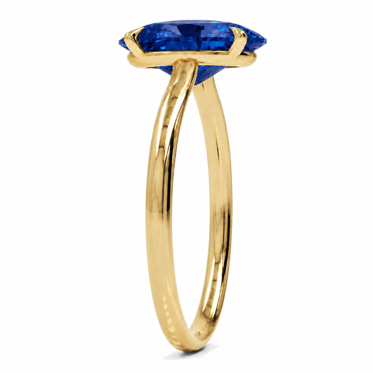 Inel de Logodnă Enigma din Aur 14k cu Safir Creat în Laborator Oval 8x12 mm din 14k Aur Galben - Castelo.ro