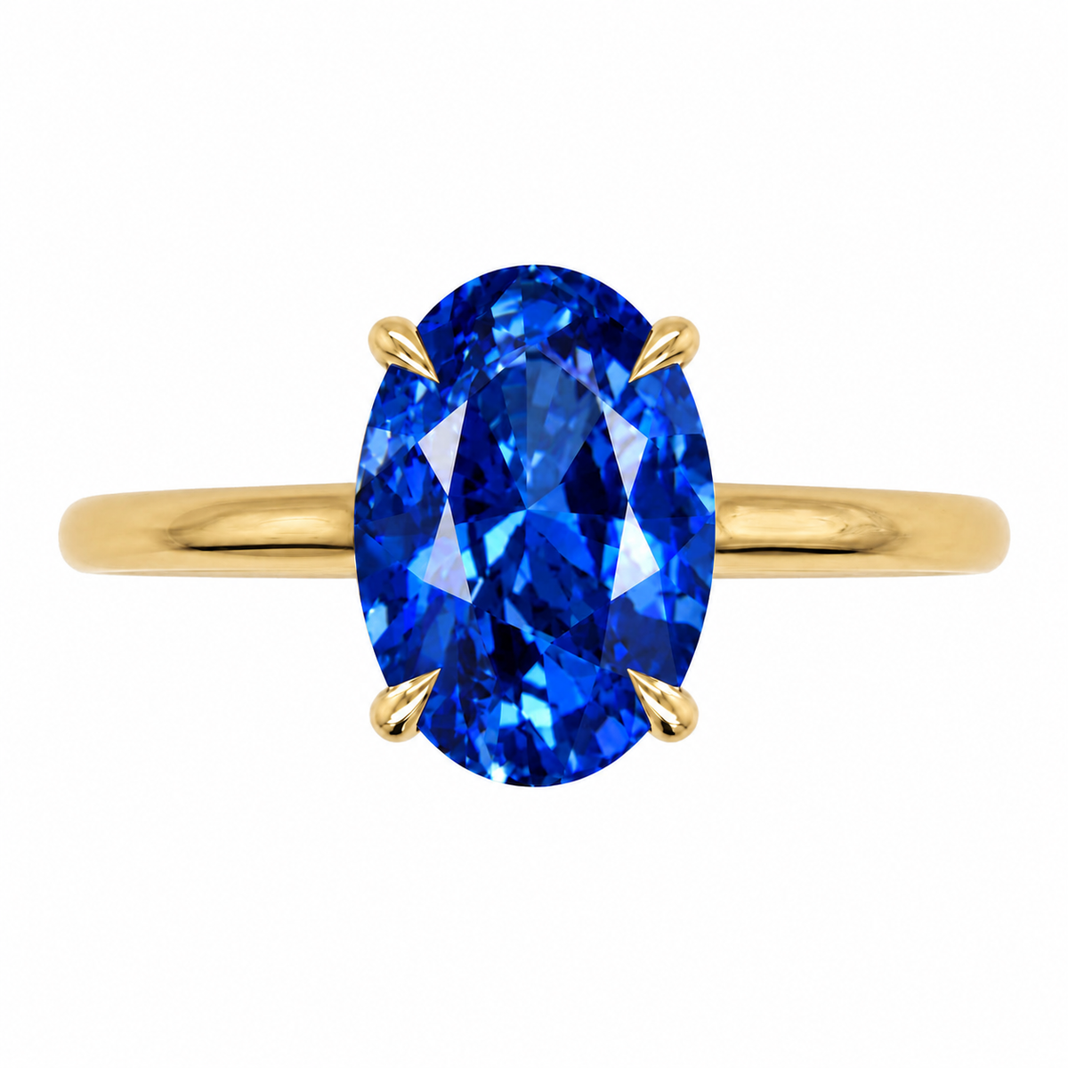 Inel de Logodnă Enigma din Aur 14k cu Safir Creat în Laborator Oval 8x12 mm din 14k Aur Galben - Castelo.ro