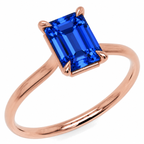 Inel de Logodnă Raphael din Aur 14k cu Safir Creat în Laborator Emerald Cut 6x8 mm din 14k Aur Roz - Castelo.ro