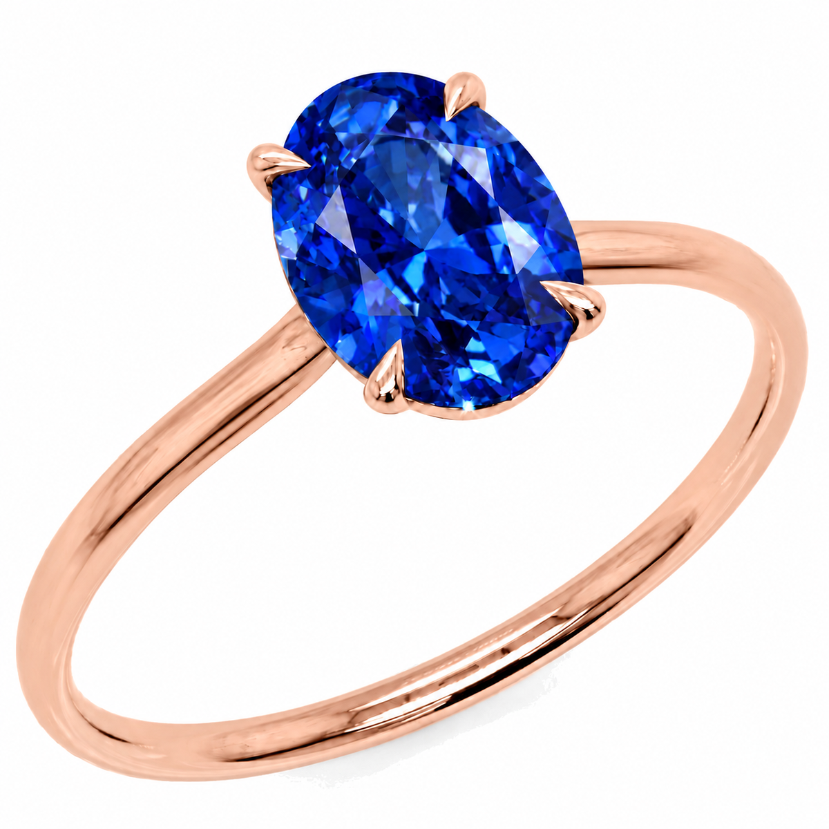 Inel de Logodnă Enigma din Aur 18k cu Safir Creat în Laborator Oval 7x10 mm din 18k Aur Roz - Castelo.ro