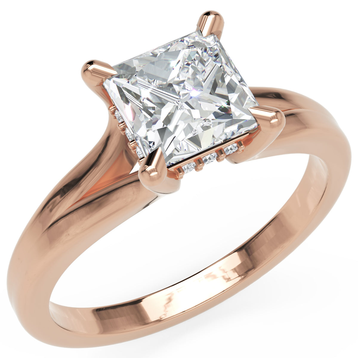 Inel de Logodnă Bourbon din Aur 18k cu Diamant Creat în Laborator Princess de 1.5 ct din 18k Aur Roz - Castelo.ro
