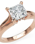 Inel de Logodnă Bourbon din Aur 18k cu Moissanite Princess de 1.5 ct din 18k Aur Roz - Castelo.ro