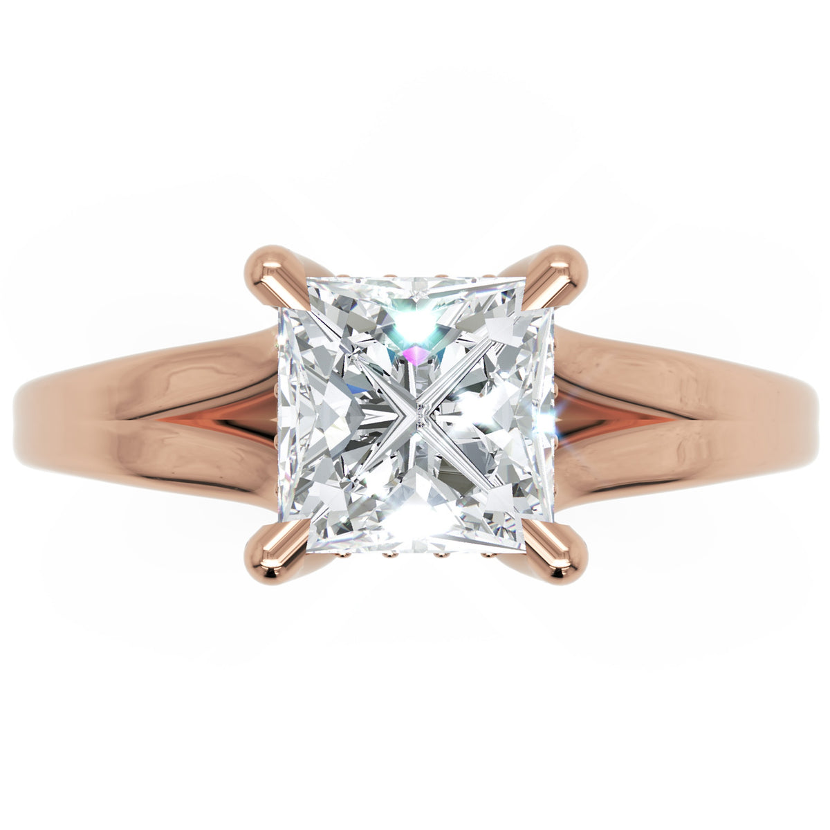 Inel de Logodnă Bourbon din Aur 14k cu Diamant Creat în Laborator Princess de 1.5 ct din 14k Aur Roz - Castelo.ro