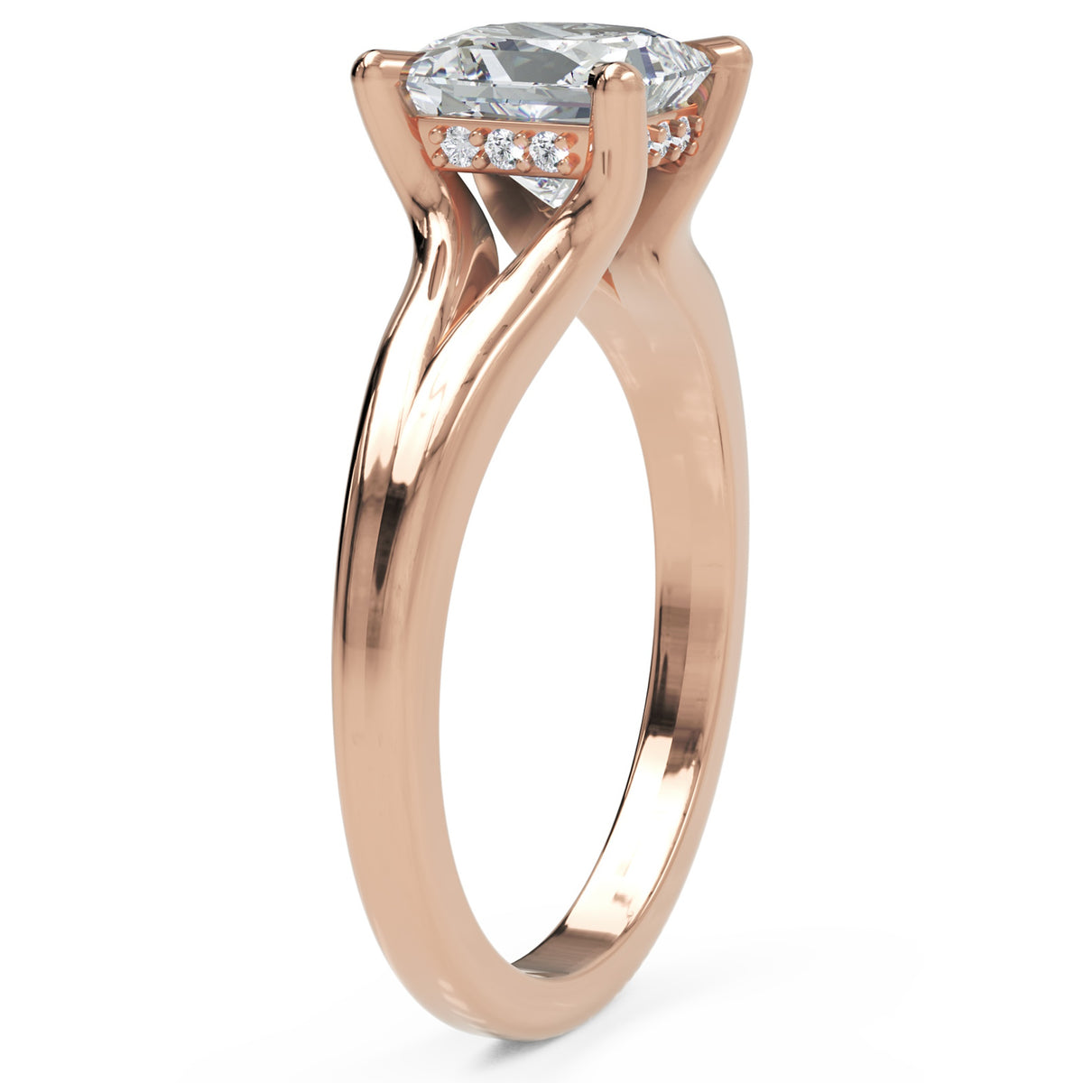 Inel de Logodnă Bourbon din Aur 18k cu Diamant Natural Princess de 1.5 ct din 18k Aur Roz - Castelo.ro
