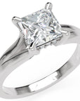Inel de Logodnă Bourbon din Aur 14k cu Moissanite Princess de 1.5 ct din 14k Aur Alb - Castelo.ro