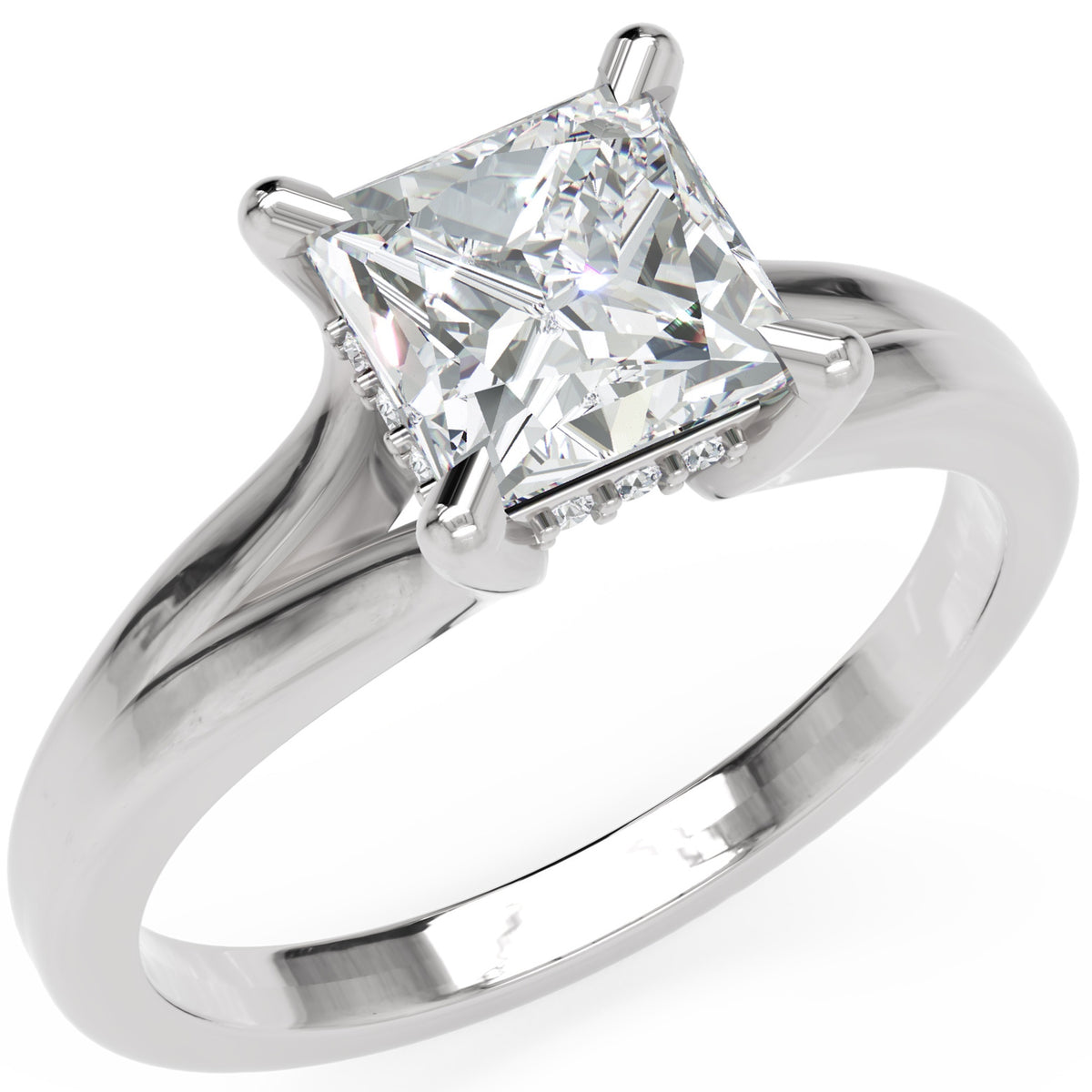 Inel de Logodnă Bourbon din Aur 18k cu Diamant Creat în Laborator Princess de 1.5 ct din Platina - Castelo.ro