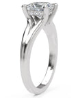 Inel de Logodnă Bourbon din Aur 14k cu Moissanite Princess de 1.5 ct din 14k Aur Alb - Castelo.ro