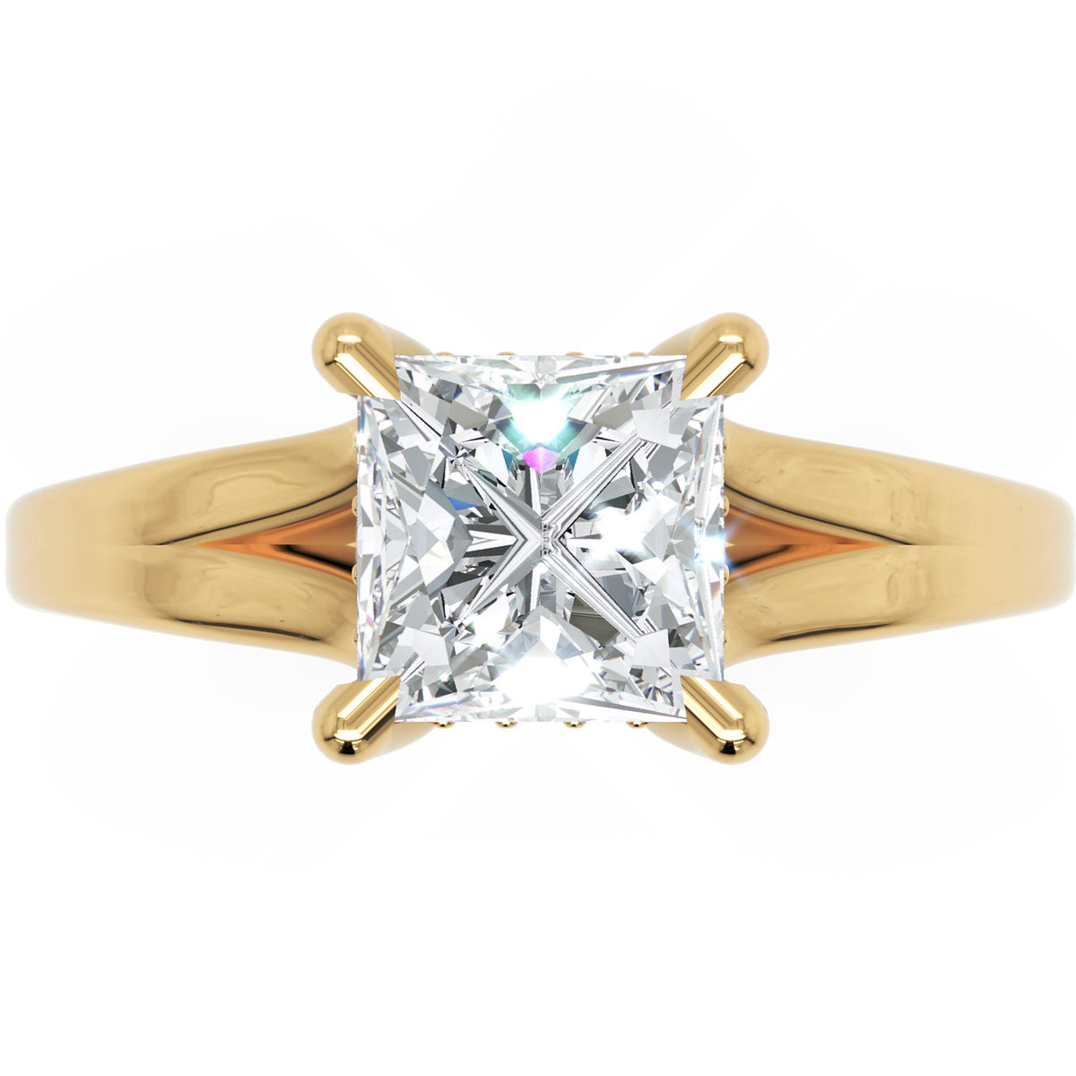 Inel de Logodnă Bourbon din Aur 18k cu Diamant Creat în Laborator Princess de 1.5 ct din 18k Aur Galben - Castelo.ro