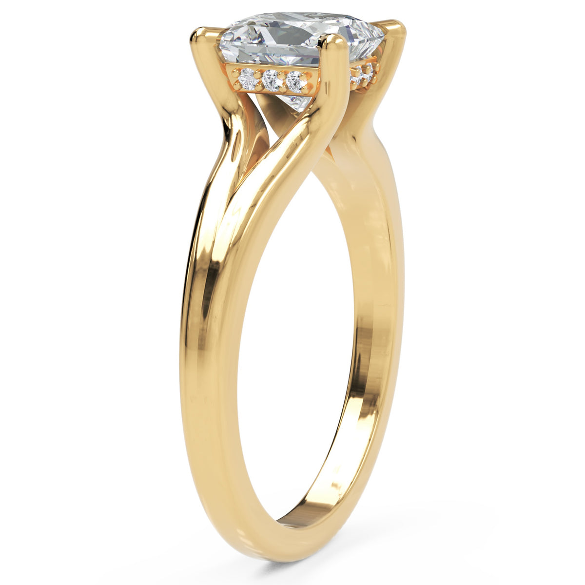 Inel de Logodnă Bourbon din Aur 18k cu Diamant Natural Princess de 1.5 ct din 18k Aur Galben - Castelo.ro