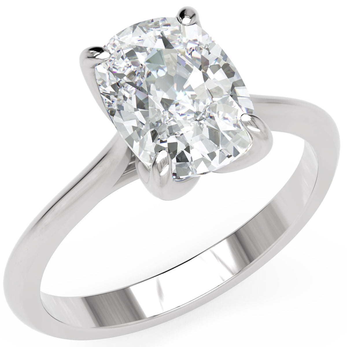 Inel de Logodnă Cambridge din Aur 14k cu Diamant Natural Cushion de 1.5 ct din 14k Aur Alb - Castelo.ro