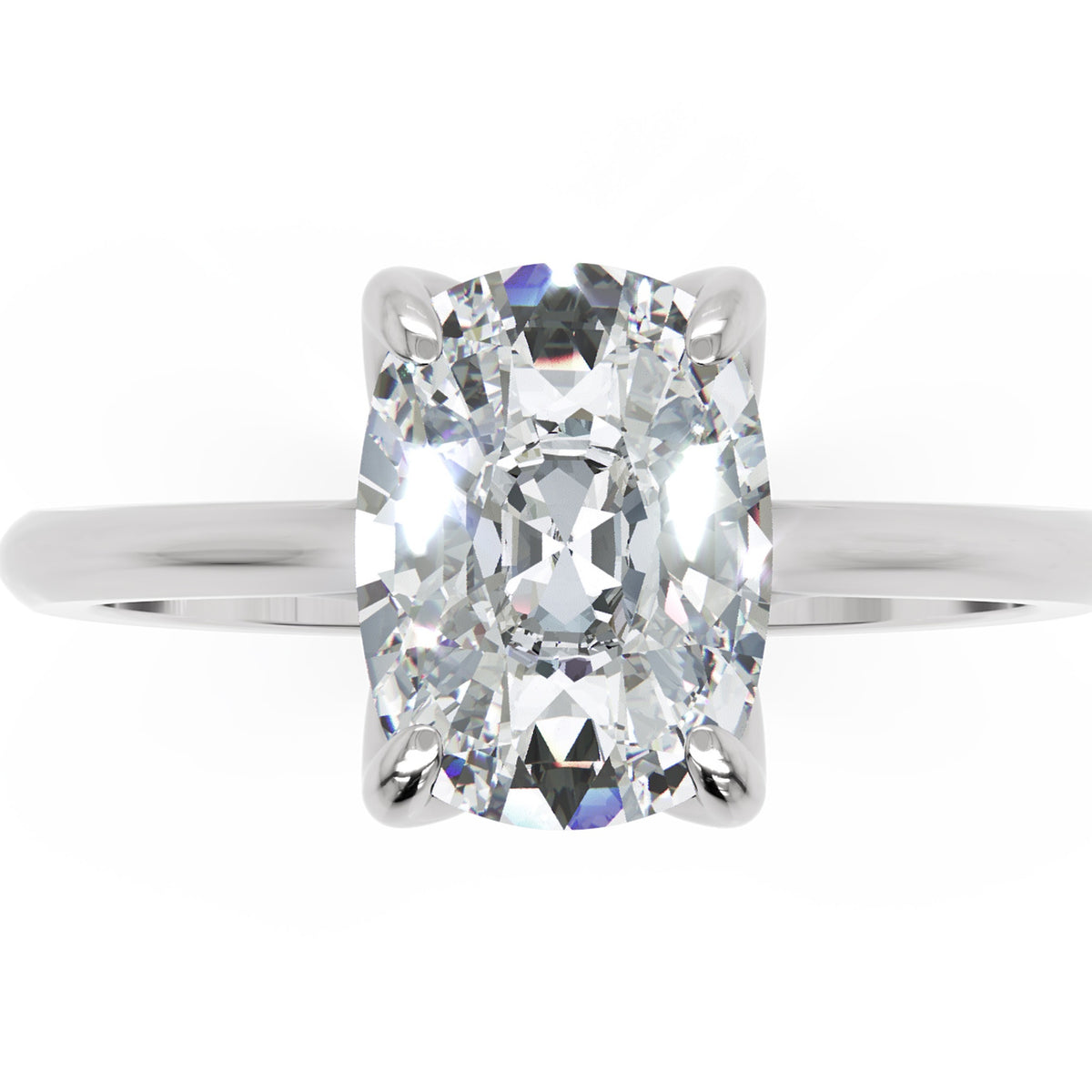 Inel de Logodnă Cambridge din Aur 14k cu Diamant Natural Cushion de 1.5 ct din 14k Aur Alb - Castelo.ro