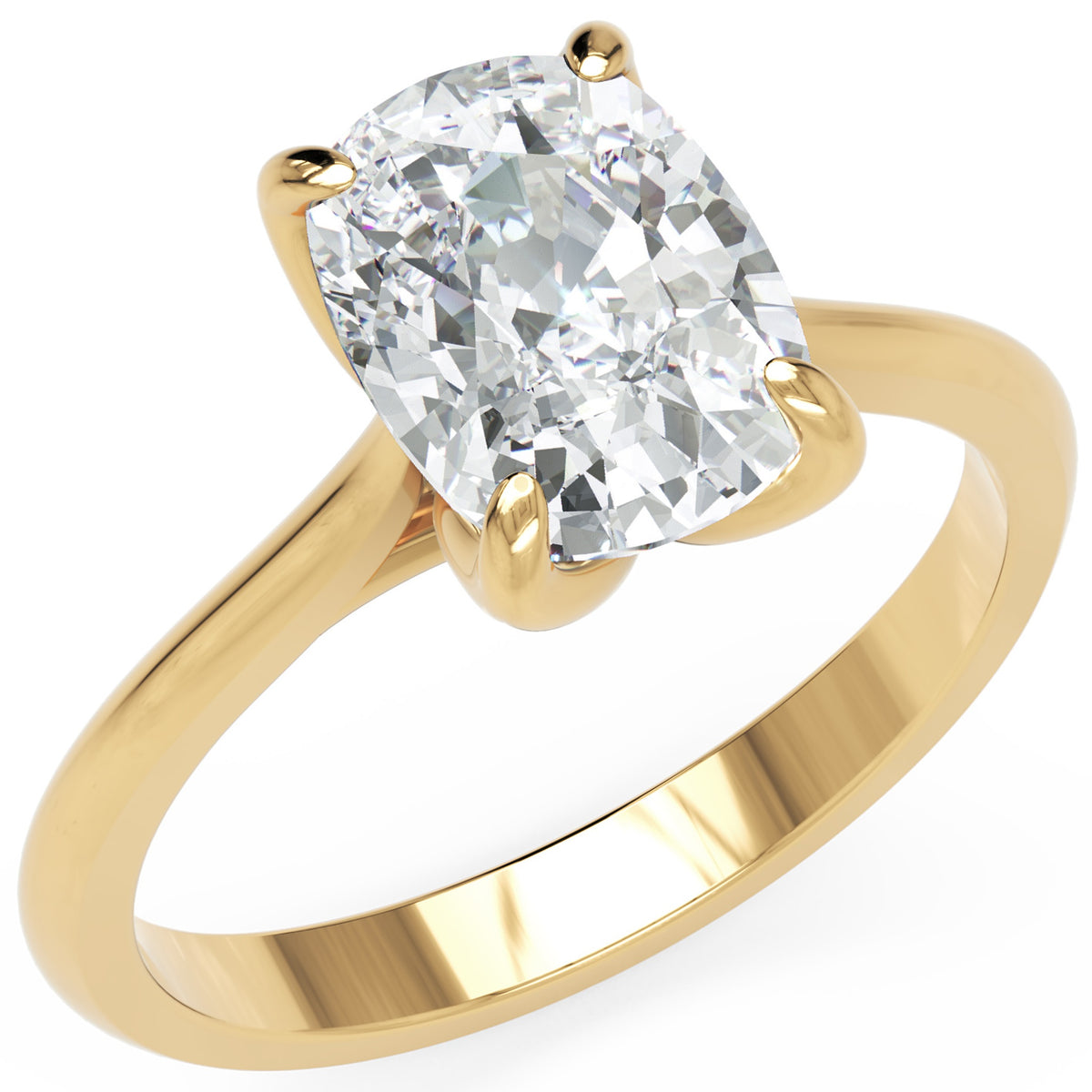 Inel de Logodnă Cambridge din Aur 14k cu Diamant Natural Cushion de 1.5 ct din 14k Aur Galben - Castelo.ro