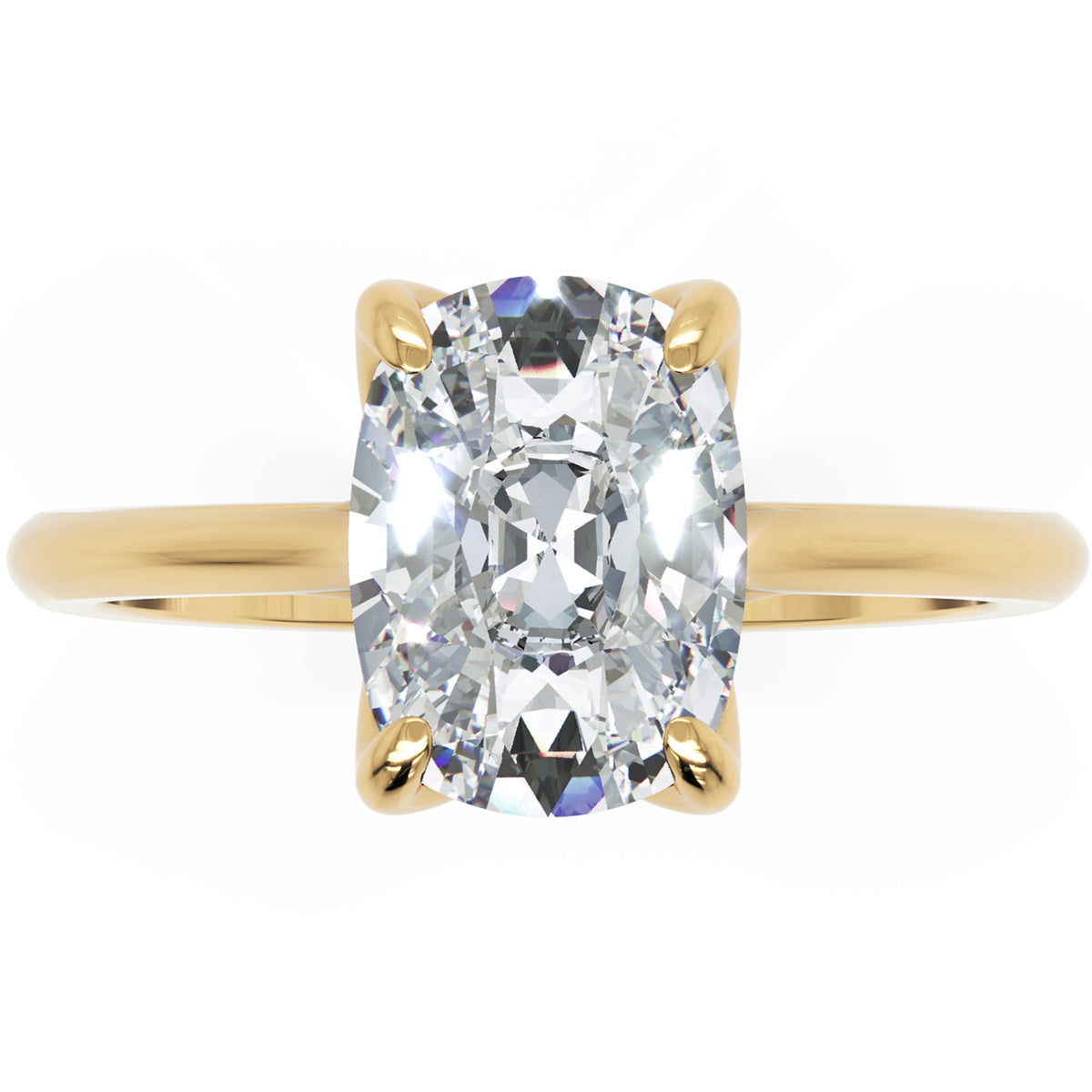 Inel de Logodnă Cambridge din Aur 18k cu Moissanite Cushion de 2 ct din 18k Aur Galben - Castelo.ro