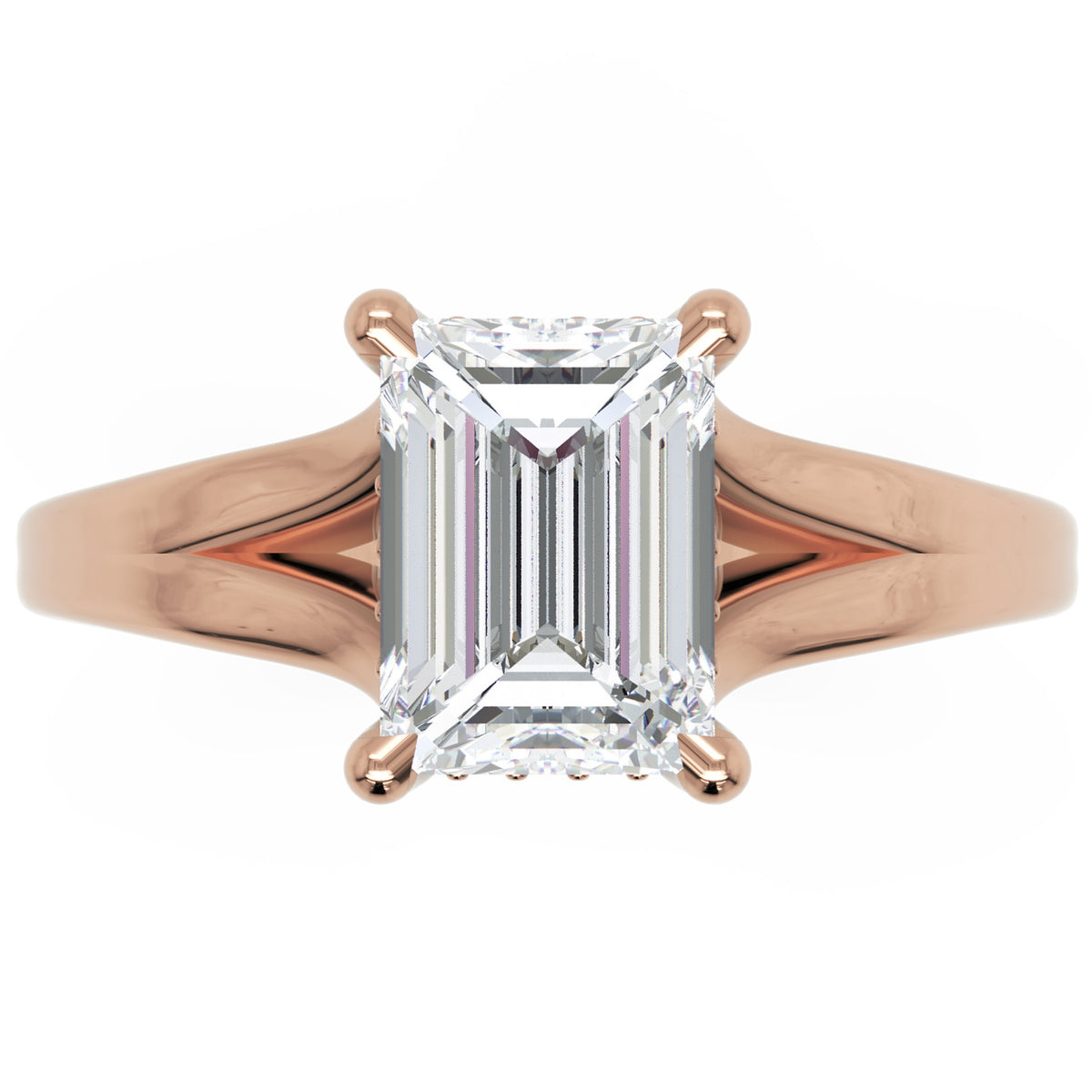 Inel de Logodnă Medici din Aur 14k cu Diamant Creat în Laborator Emerald de 1.5 ct din 14k Aur Roz - Castelo.ro